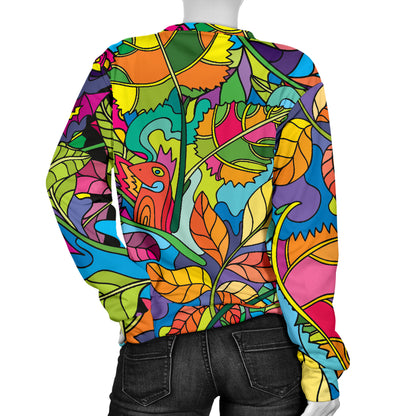 Psychedelic Trippy Flower Print Women Long Sleeve Sweatshirt
