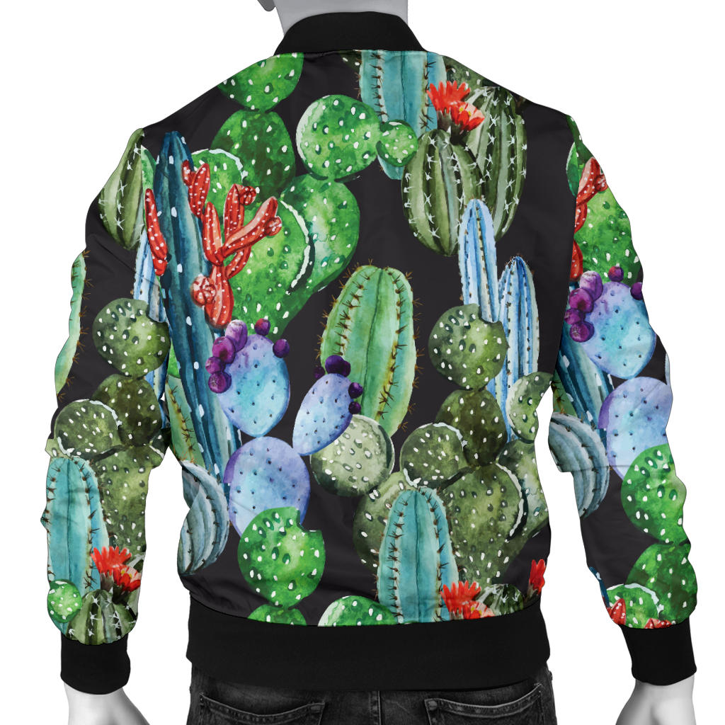 Cactus Watercolor Style Print Men Bomber Jacket