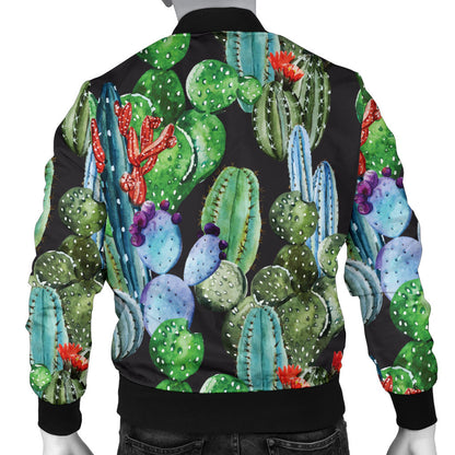 Cactus Watercolor Style Print Men Bomber Jacket