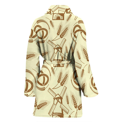 Agricultural Windmills Print Design 03 Women Bathrobe