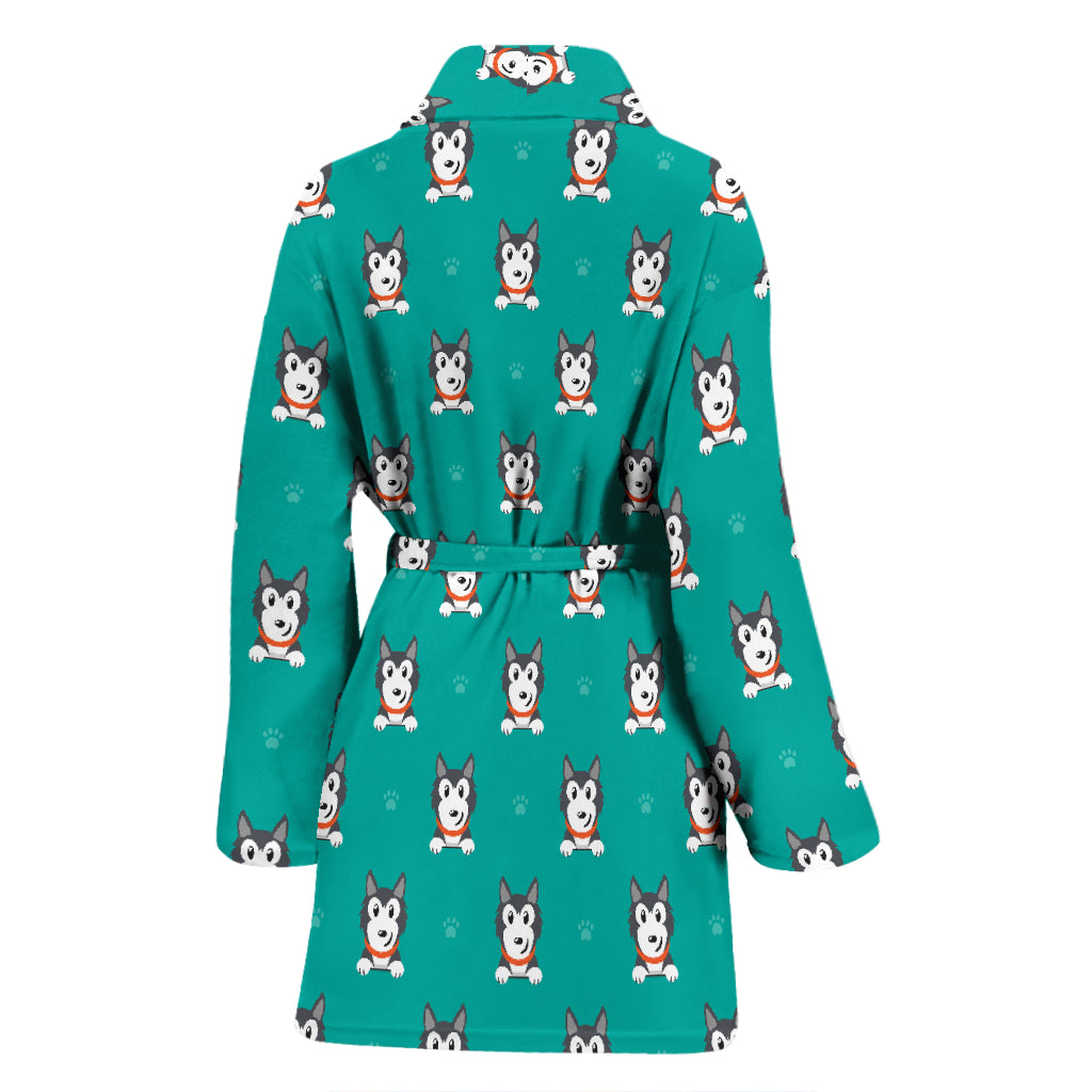 Siberian Huskies Print Design LKS304 Women Bathrobe