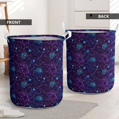 Zodiac Galaxy Design Print Laundry Basket