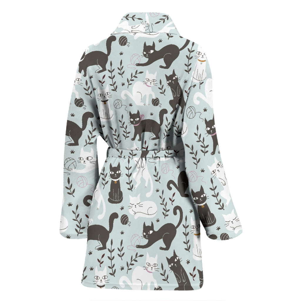 Cat Pattern Print Design 08 Women Bathrobe