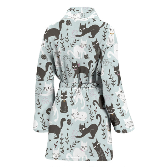 Cat Pattern Print Design 08 Women Bathrobe