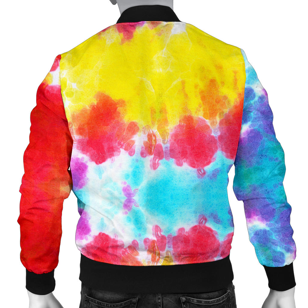 Tie Dye Rainbow Themed Print Men Bomber Jacket