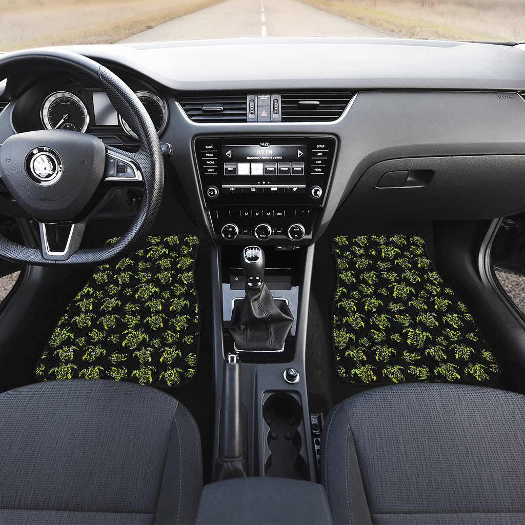Green Tribal Turtle Polynesian Themed Car Floor Mats Front Back