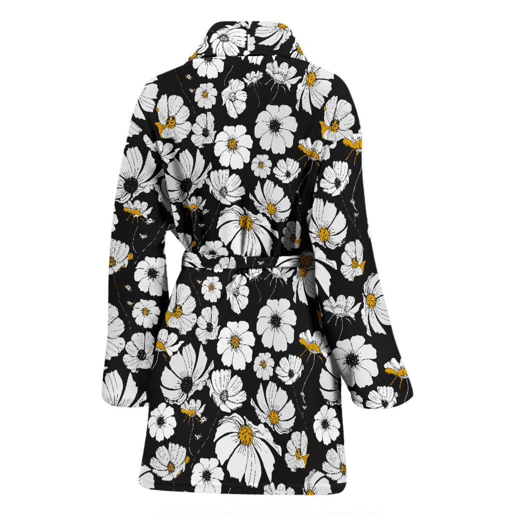 Daisy Pattern Print Design 02 Women Bathrobe