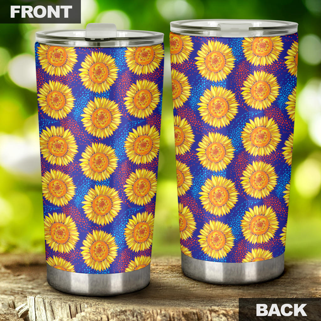 Sunflower Hand Drawn Style Print Tumbler