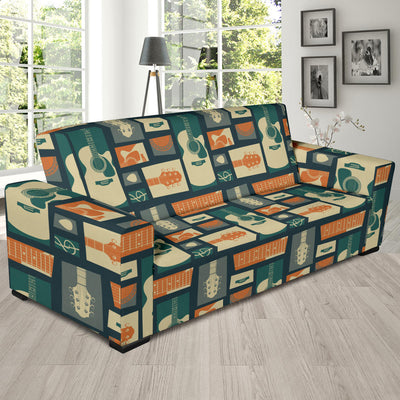 Acoustic Guitar Pattern Print Design 02 Sofa Slipcover