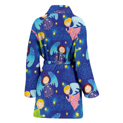 Angel Little Pattern Print Design 02 Women Bathrobe