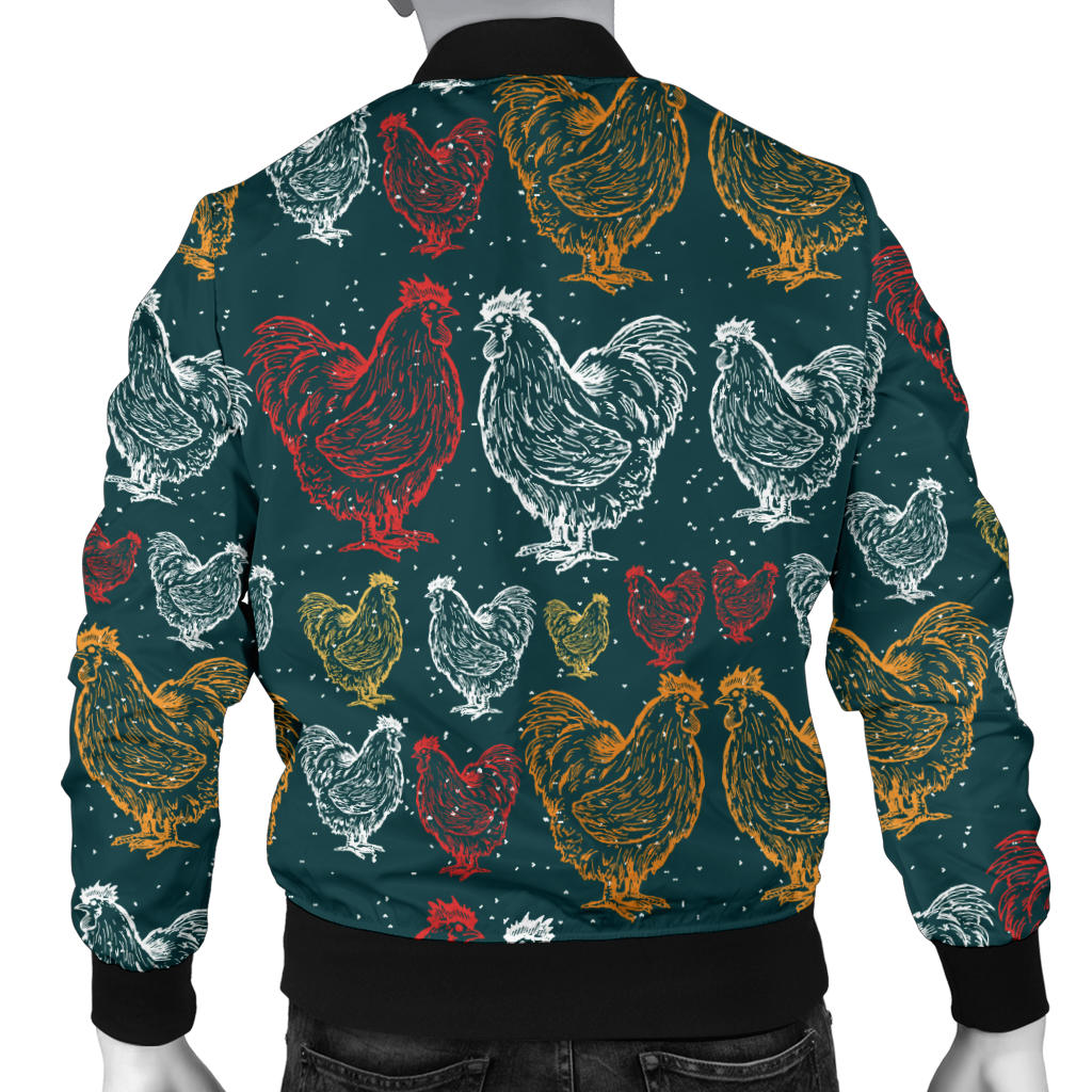 Rooster Hand Draw Design Men Bomber Jacket