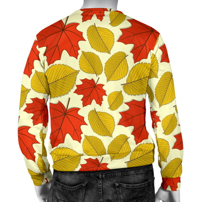 Elm Maple Leave Print Pattern Men Long Sleeve Sweatshirt