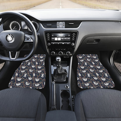 Sloth Happy Design Themed Print Car Floor Mats Front Back