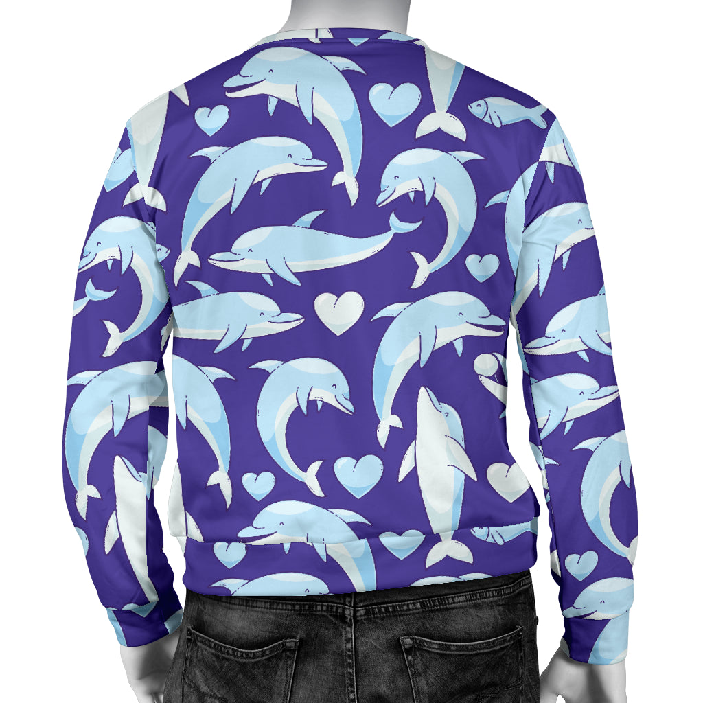 Dolphin Smile Print Pattern Men Long Sleeve Sweatshirt