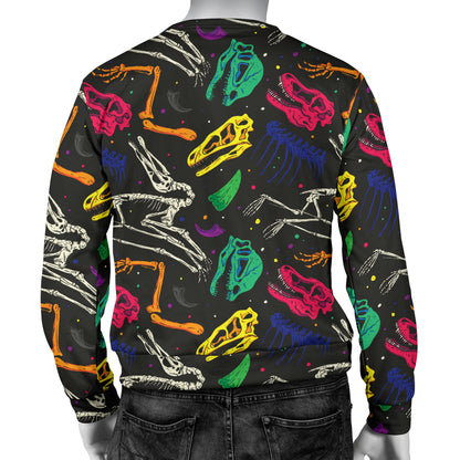 Dinosaur Skull Color Print Pattern Men Long Sleeve Sweatshirt