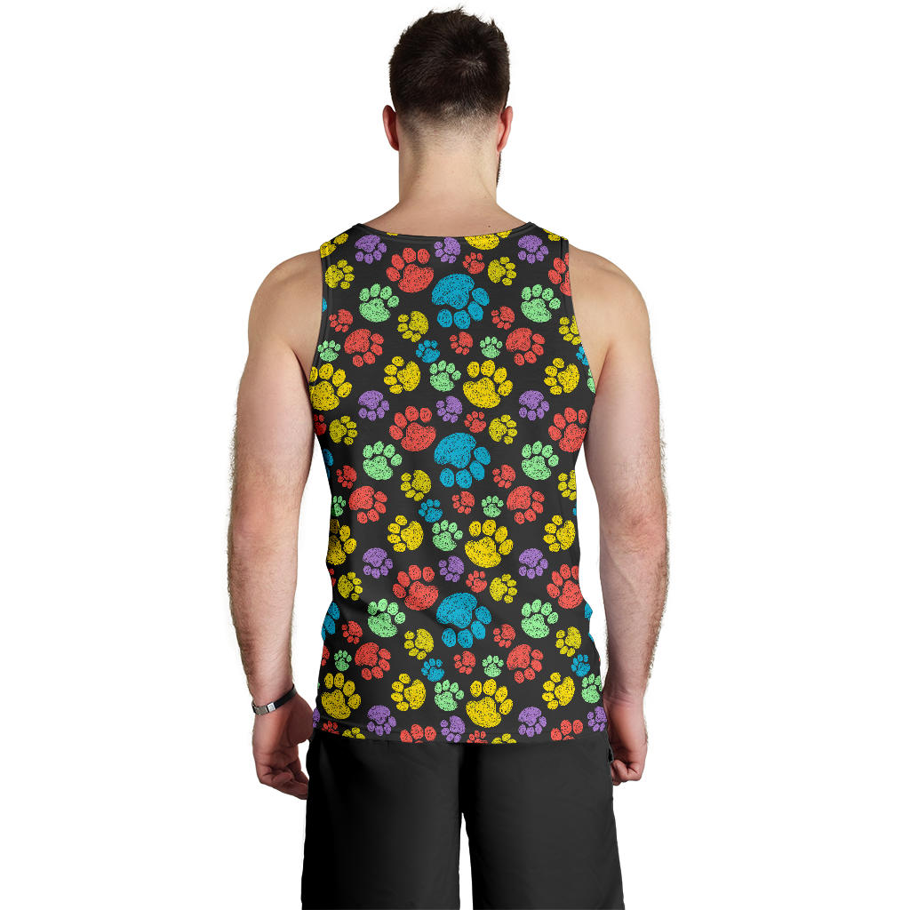 Paw Colorful Print Men Tank Top