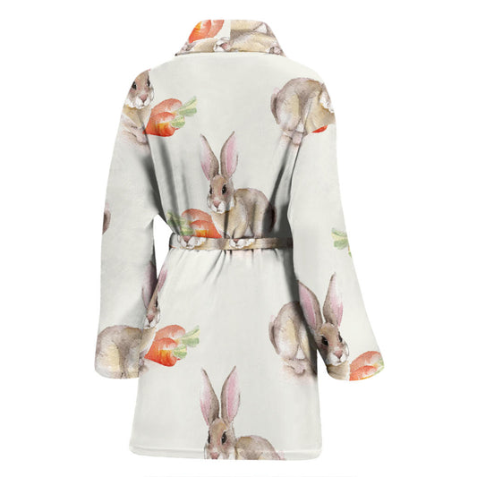 Rabbit Pattern Print Design 01 Women Bathrobe