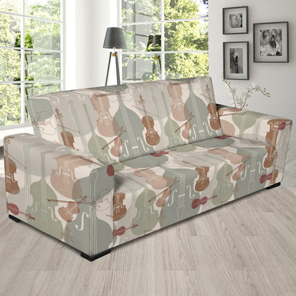 Violin Pattern Print Design 01 Sofa Slipcover