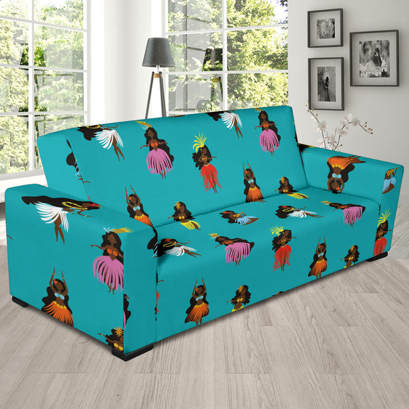 Hula Dancers Pattern Print Design 04 Sofa Slipcover