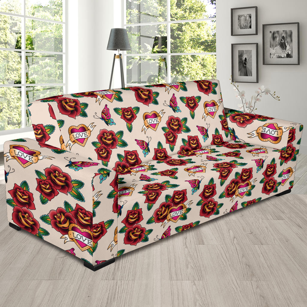 Tattoo Rose Print Design LKS302 Sofa Slipcover