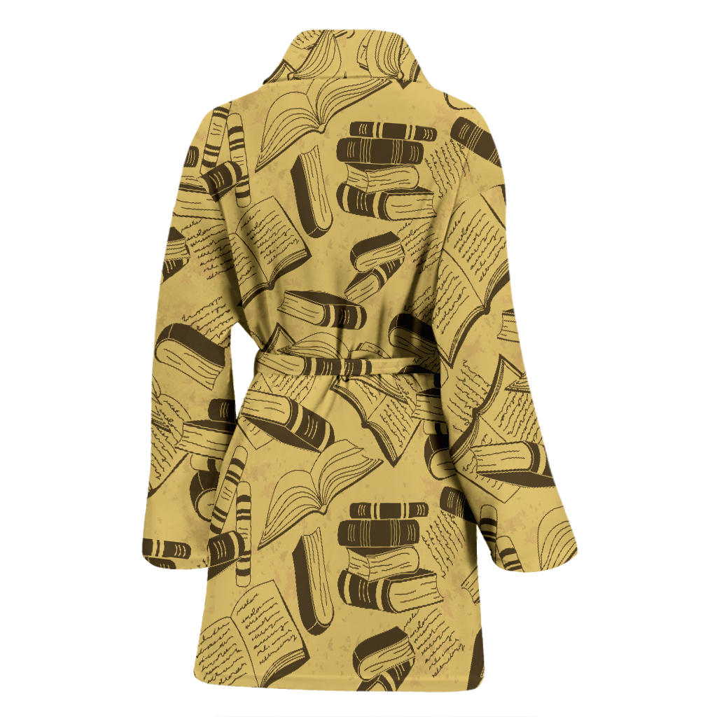 Book Pattern Print Design 02 Women Bathrobe