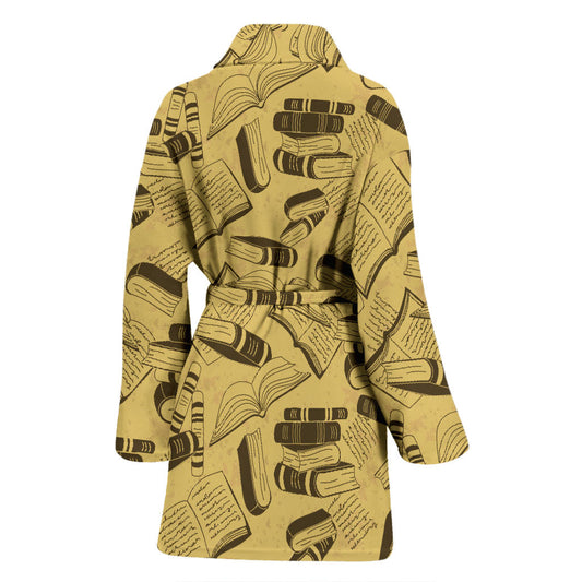 Book Pattern Print Design 02 Women Bathrobe