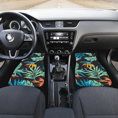 Tropical Palm Leaves Hawaiian Flower Car Floor Mats Front Back
