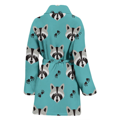 Raccoon Pattern Print Design A01 Women Bathrobe