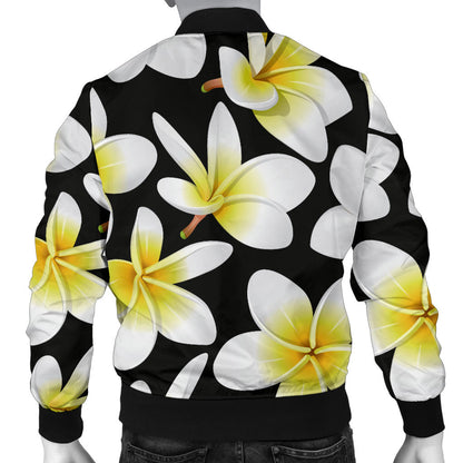 Yellow Plumeria Hawaiian Flowers Men Bomber Jacket