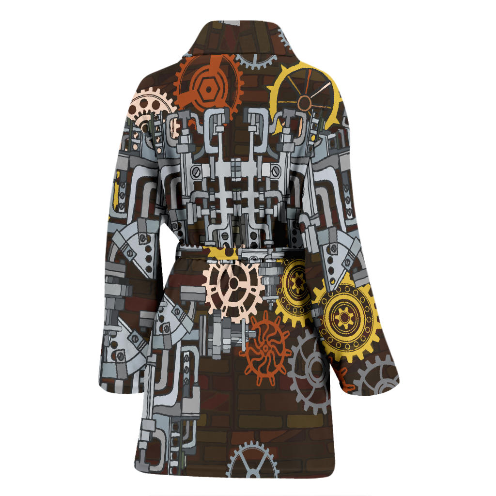 Mechanic Pattern Print Design 04 Women Bathrobe