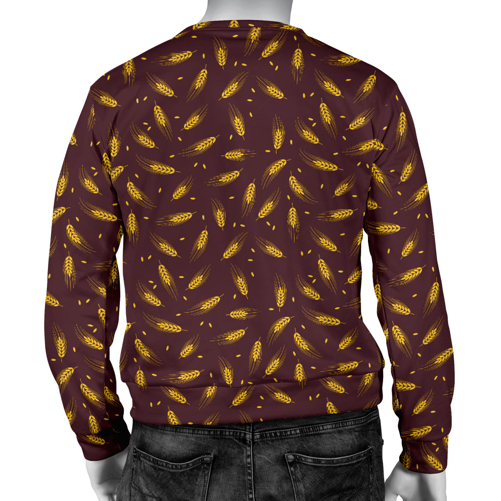 Agricultural Gold Wheat Print Pattern Men Long Sleeve Sweatshirt