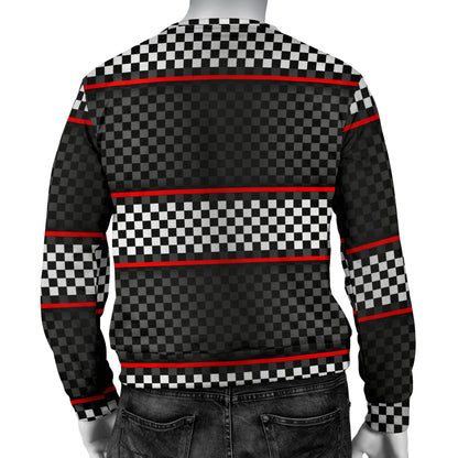 Checkered Flag Red Line Style Men Long Sleeve Sweatshirt