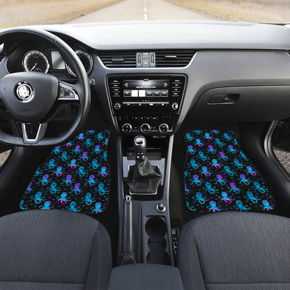 Octopus Blue Design Print Themed Car Floor Mats Front Back