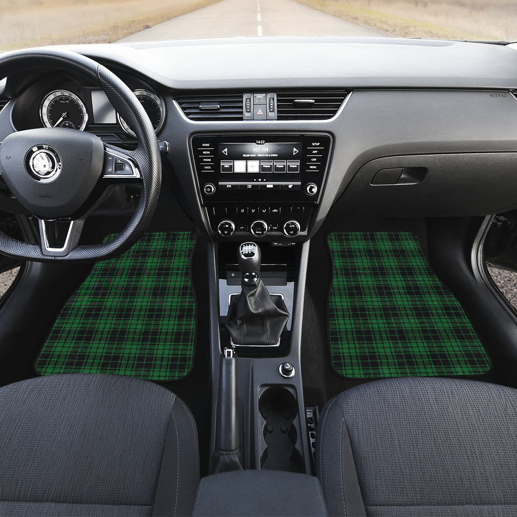 Green Tartan Plaid Pattern Car Floor Mats Front Back