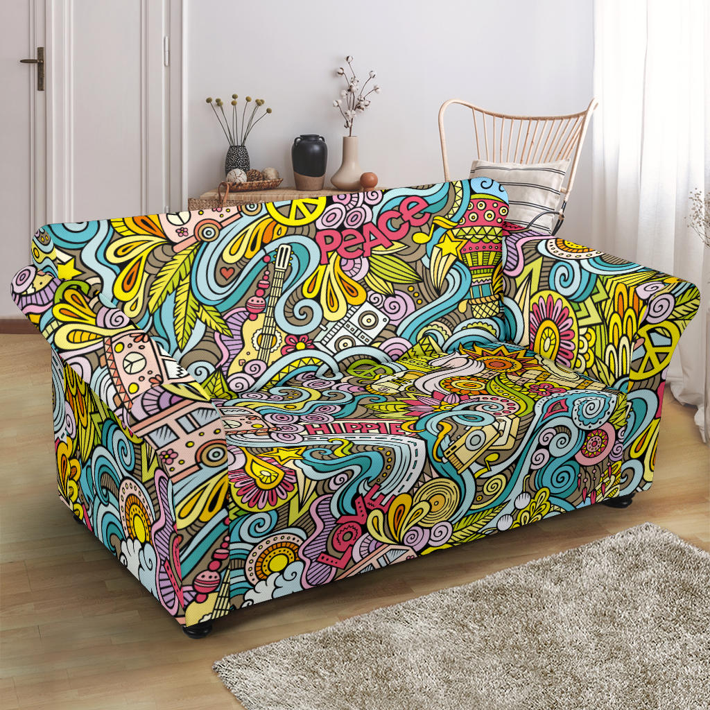 Hippie Print Design LKS301 Loveseat Couch Slipcover