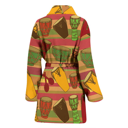 Percussion Pattern Print Design 01 Women Bathrobe