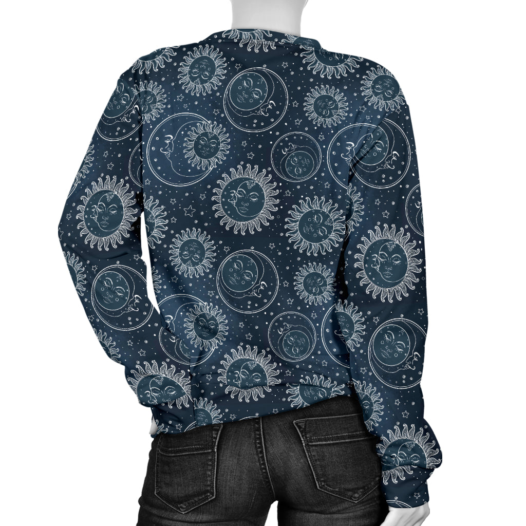 Sun Moon Tattoo Design Themed Print Women Long Sleeve Sweatshirt