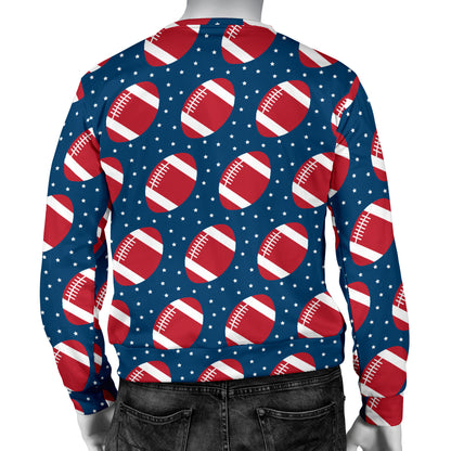 American Football Star Design Pattern Men Long Sleeve Sweatshirt