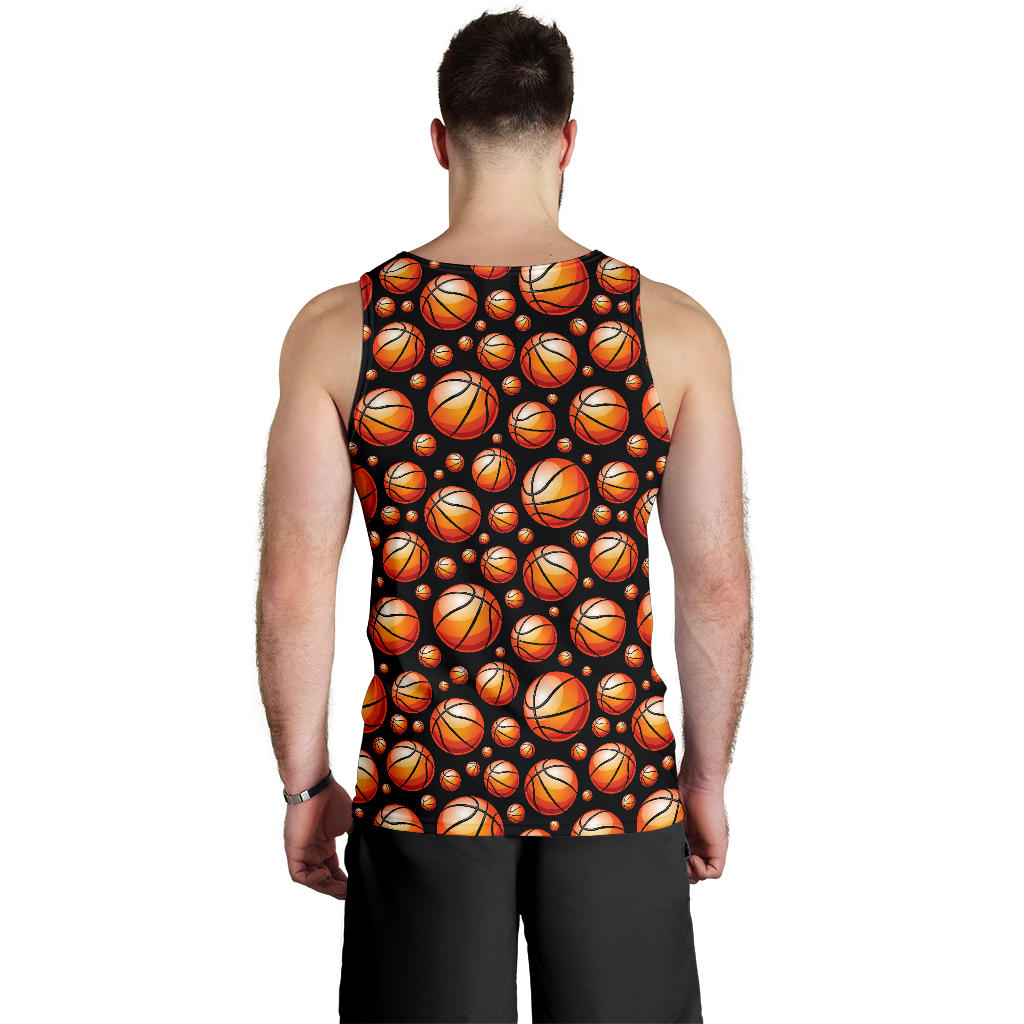 Basketball Black Background Pattern Men Tank Top