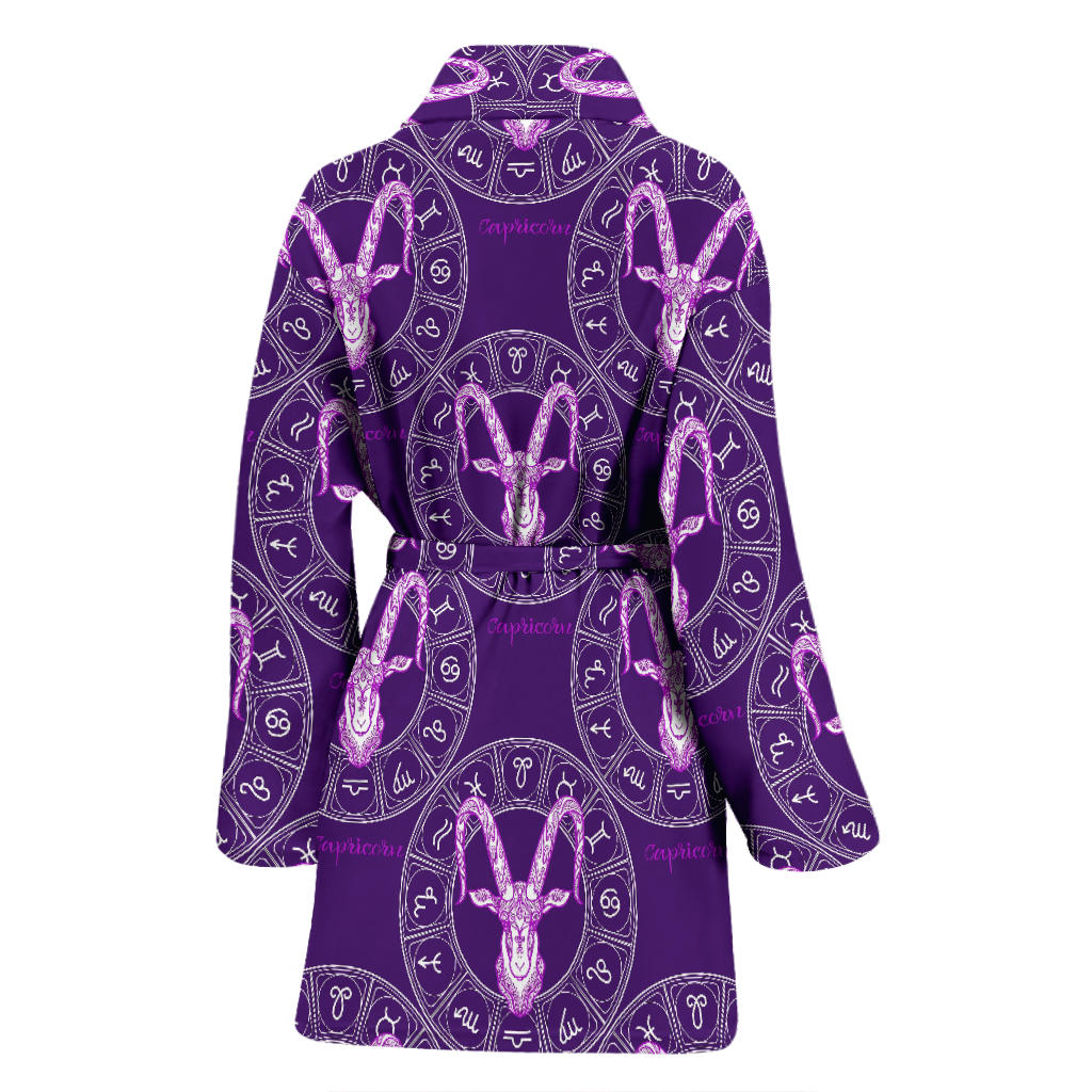 Capricorn Zodiac Pattern Print Design 04 Women Bathrobe