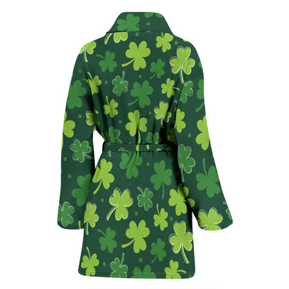 Clover Pattern Print Design 02 Women Bathrobe