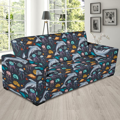 Underwater Dolphin Print Design LKS304 Sofa Slipcover