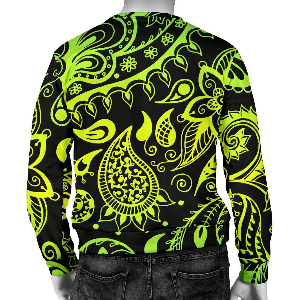 Paisley Green Design Print Men Long Sleeve Sweatshirt