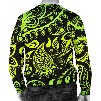 Paisley Green Design Print Men Long Sleeve Sweatshirt