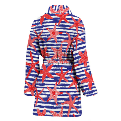 Starfish Print Design LKS401 Women Bathrobe