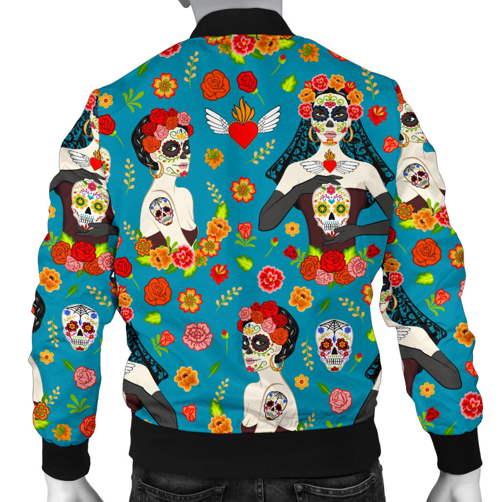 Day of the Dead Old School Girl Design Men Bomber Jacket