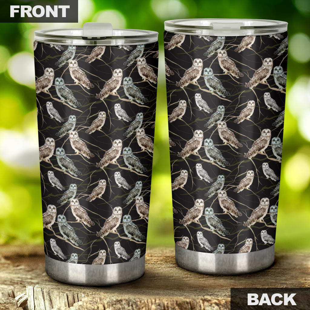 Owl Branch Themed Design Print Tumbler