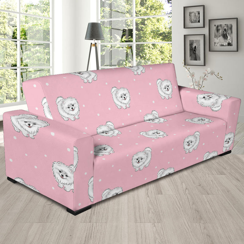 Pomeranians Pattern Print Design A02 Sofa Slipcover