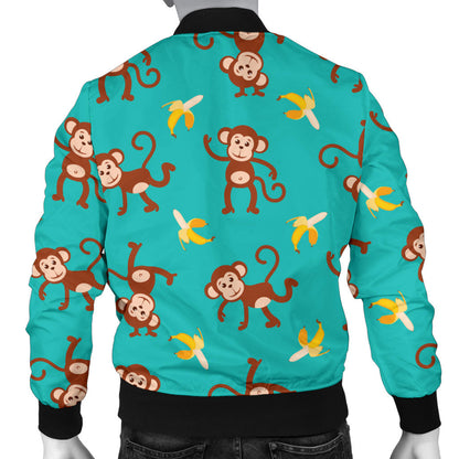 Monkey Banana Design Themed Print Men Bomber Jacket