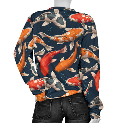 Koi Carp Cute Design Themed Print Women Long Sleeve Sweatshirt